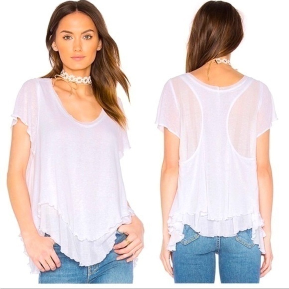 Free People Cookie Tee purple, grey razorback, asymmetrical, flowy oversized tee
